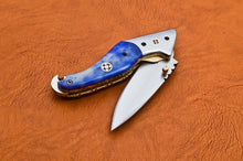 Load image into Gallery viewer, Custom Hand Made D2 Steel Hunting Pocket Knife With Colored Bone Handle
