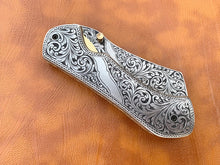 Load image into Gallery viewer, Custom Hand Made D2 Steel Beautifully Engraved Pocket Knife