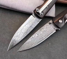 Load image into Gallery viewer, A pair of 2 Custom Handmade Damascus Steel Hunting Pocket Knife  With Bull Horn Handle