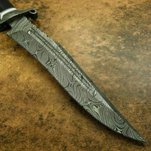 Load image into Gallery viewer, Custom Handmade Damascus Steel Beautiful Hunting Bowie Knife With Bull Horn Handle