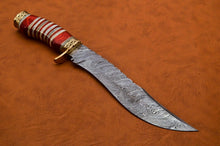 Load image into Gallery viewer, Custom Hand Made Damascus Steel Beautiful Hunting Bowie Knife