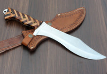 Load image into Gallery viewer, Custom Hand Made D2 Steel Beautiful Combination Wood Hunting Bowie Knife
