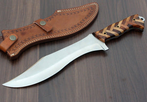 Custom Hand Made D2 Steel Beautiful Combination Wood Hunting Bowie Knife