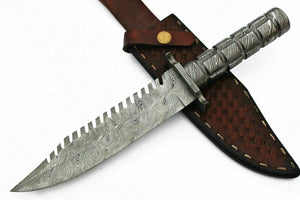 Custom Handmade Damascus Steel Bowie Knife with Damascus Steel Handle