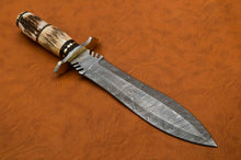 Load image into Gallery viewer, Custom Hand Made Damascus Steel Beautiful Dagger Knife with Stag Handle