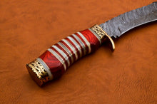 Load image into Gallery viewer, Custom Hand Made Damascus Steel Beautiful Hunting Bowie Knife