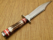 Load image into Gallery viewer, Custom Hand Made D2 Steel Hunting Bowie Knife with Stag Horn Handle