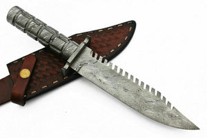 Custom Handmade Damascus Steel Bowie Knife with Damascus Steel Handle