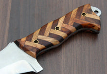Load image into Gallery viewer, Custom Hand Made D2 Steel Beautiful Combination Wood Hunting Bowie Knife