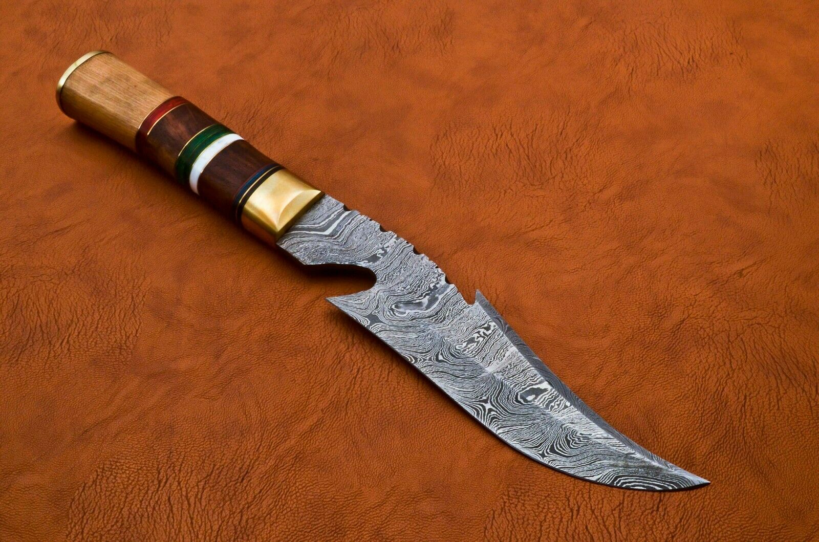 Fancy Damascus Bowie Knife Custom Handmade Damascus Knife