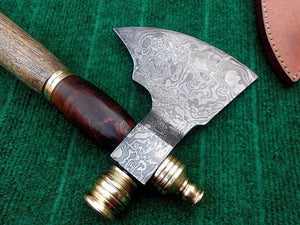 Custom Hand Made Damascus Steel Amazing Smoking Viking Axe