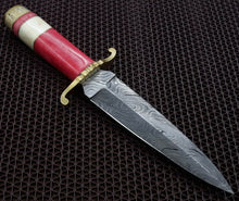 Load image into Gallery viewer, Custom Hand Made Damascus Steel Beautiful Dagger Knife with Wood &amp; Bone Handle