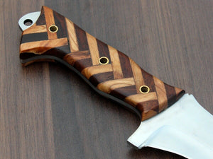 Custom Hand Made D2 Steel Beautiful Combination Wood Hunting Bowie Knife
