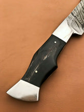 Load image into Gallery viewer, Custom Handmade Damascus Steel Bowie Knife with Bull Horn Handle