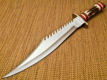 Load image into Gallery viewer, Custom Hand Made D2 Steel Hunting Bowie Knife with Stag Horn Handle