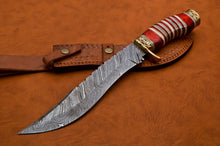 Load image into Gallery viewer, Custom Hand Made Damascus Steel Beautiful Hunting Bowie Knife