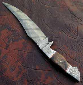 Custom Hand Made Damascus Steel Hunting Bowie Knife