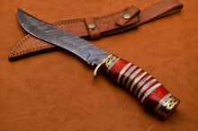 Load image into Gallery viewer, Custom Hand Made Damascus Steel Beautiful Hunting Bowie Knife