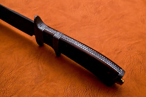 Custom Handmade Damascus Steel Bowie Knife with Rose Wood Handle