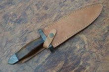 Load image into Gallery viewer, Custom Handmade Damascus Steel Bowie Knife with Wood Handle
