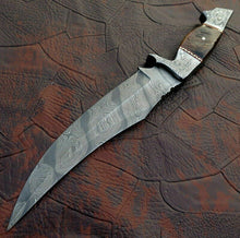 Load image into Gallery viewer, Custom Hand Made Damascus Steel Hunting Bowie Knife
