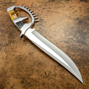 Custom Hand Made Damascus Steel Beautiful Bowie Knife with Knuckle Ring