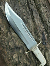 Load image into Gallery viewer, Custom Hand Made D2 Tool Steel Hunting Bowie Knife with Camel Bone Handle