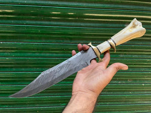 Custom Handmade Damascus Steel beautiful Double Guard Bowie