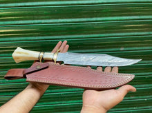 Load image into Gallery viewer, Custom Handmade Damascus Steel beautiful Double Guard Bowie