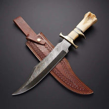 Load image into Gallery viewer, Custom Handmade Damascus Steel beautiful Double Guard Bowie